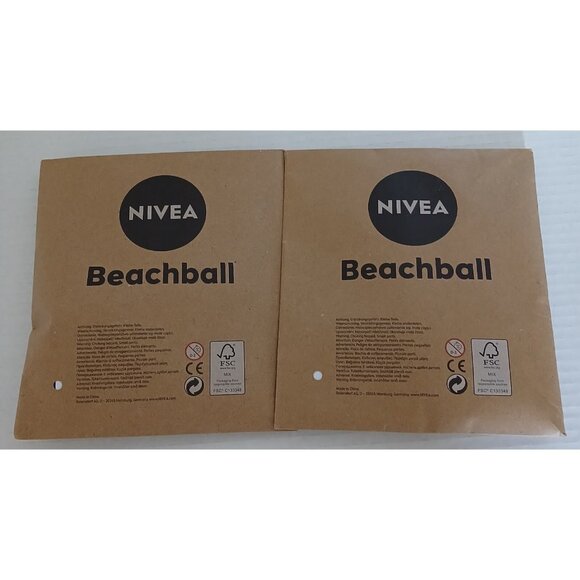 NIVEA Promotional Promo Beach Ball NEW Lot of 2 Germany Sealed Paper Package Ad - Picture 1 of 6